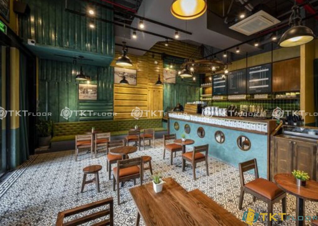 Hình ảnh sàn đá họa tiết quán cafe