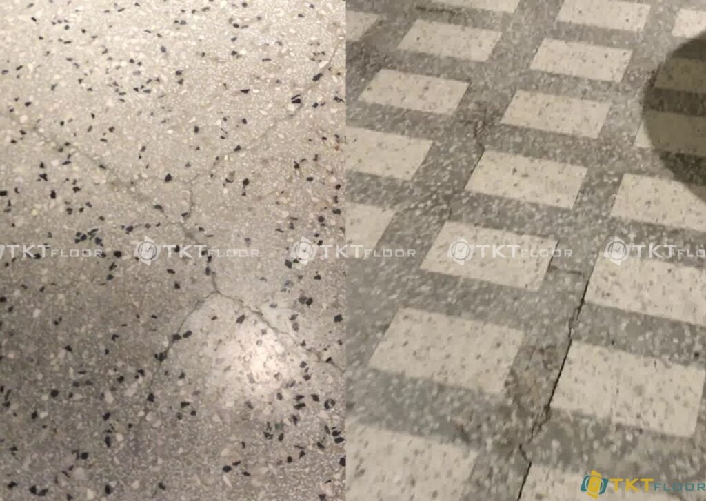 sàn terrazzo có nhiều các vết nứt